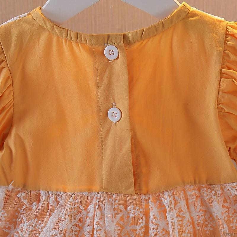 Đầm phối ren dài tay phong cách công chúa xinh xắn