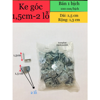 [100 cái] Ke góc vuông sắt| ke mini 1,5cm 2 lỗ