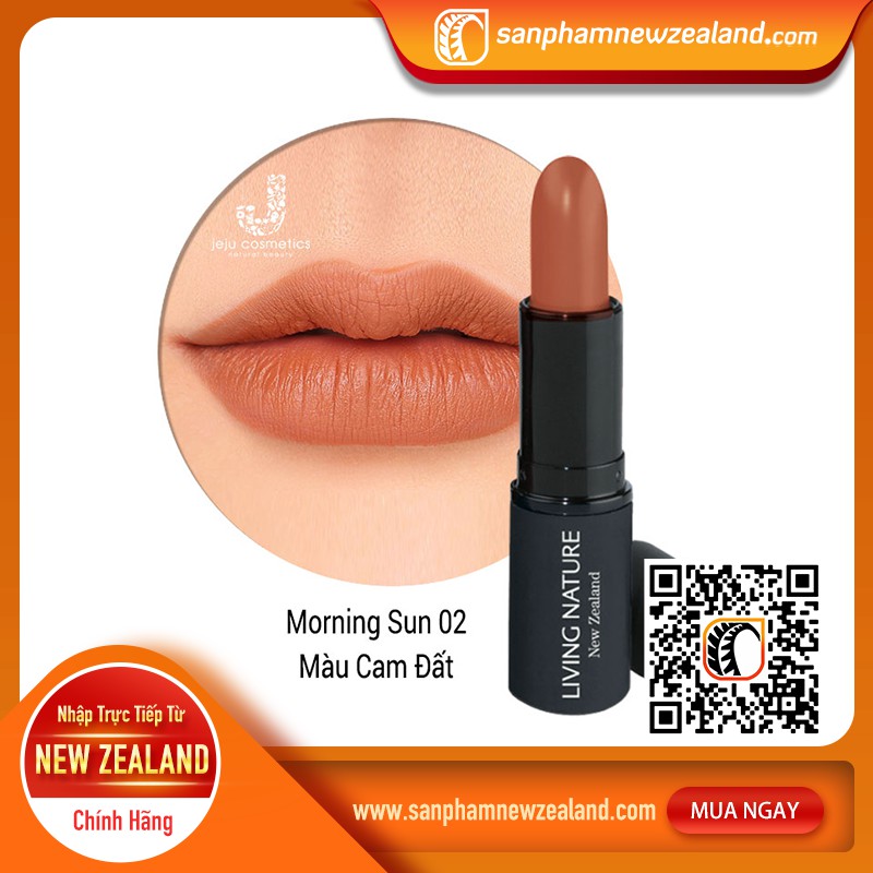 Son Môi Organic Màu Cam Đất Living Nature Lipstick Morning Sun 02