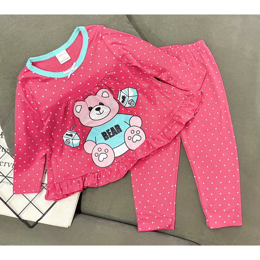 Đồ bộ bé gái, bộ ngủ dài tay cho bé gái size 8-25KG chất thun cotton mềm mịn mát