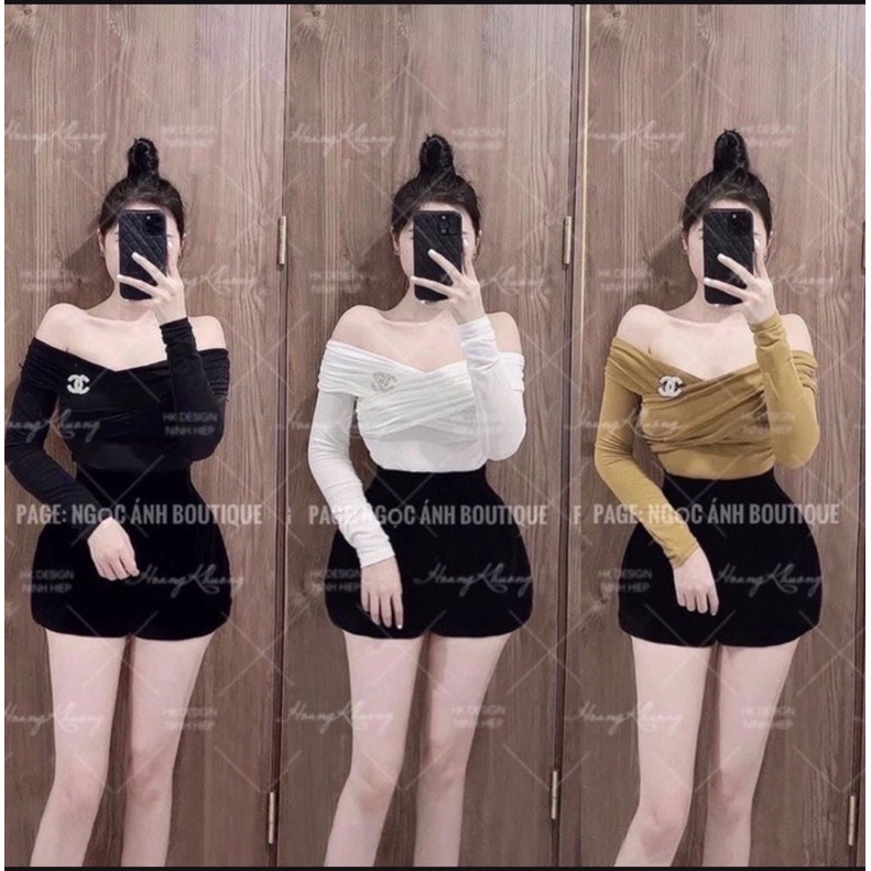 Áo giấy trễ vai nhiều màu tặng kèm tag