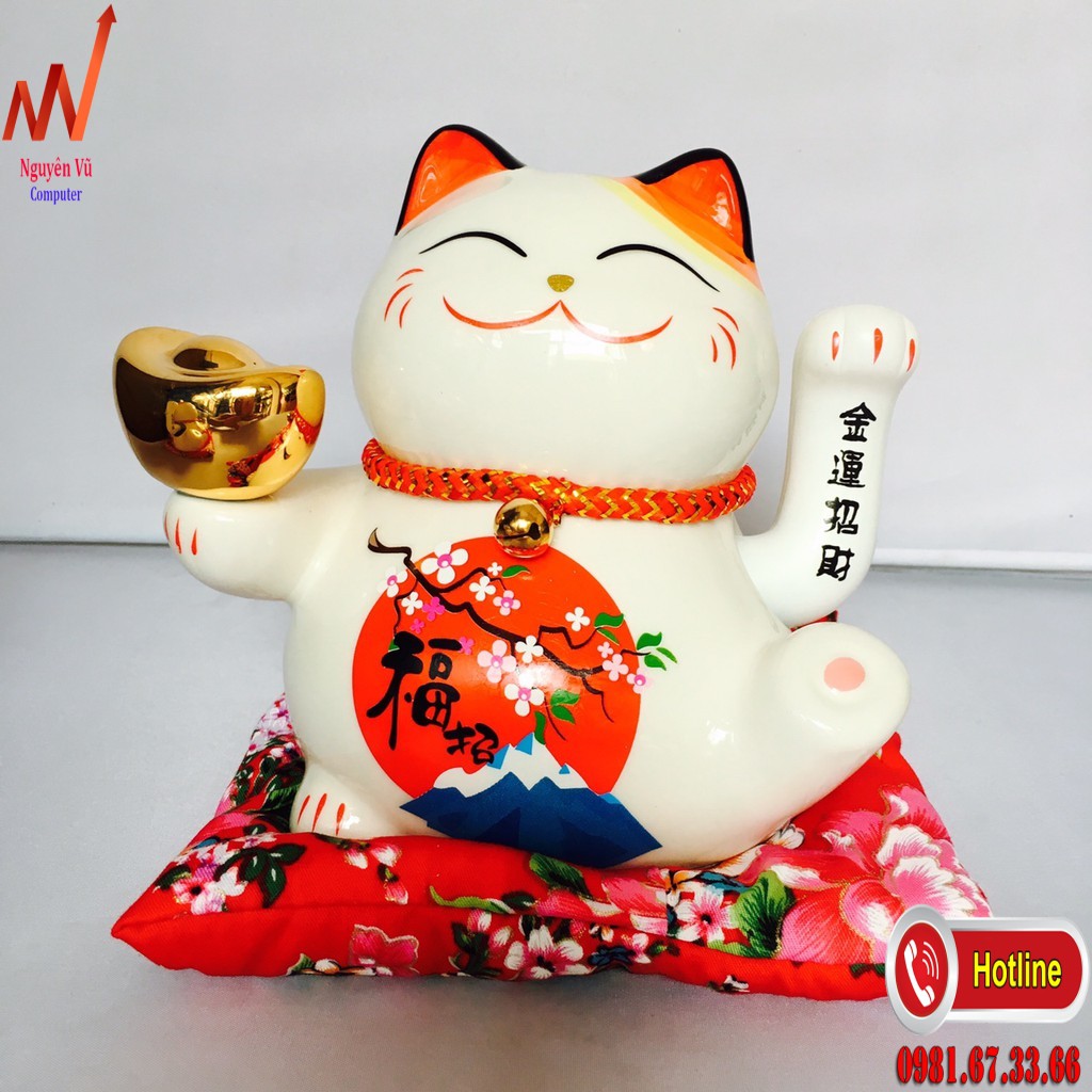 [RẺ NHẤT SHOPEE] Mèo Thần Tài Vẫy Tay 16cm tặng thêm 2 quả pin AAA 20k