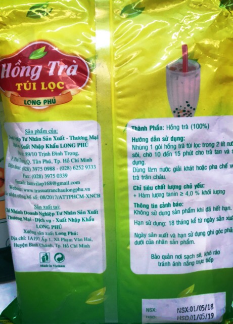 Hồng trà túi lọc Long Phú 200g