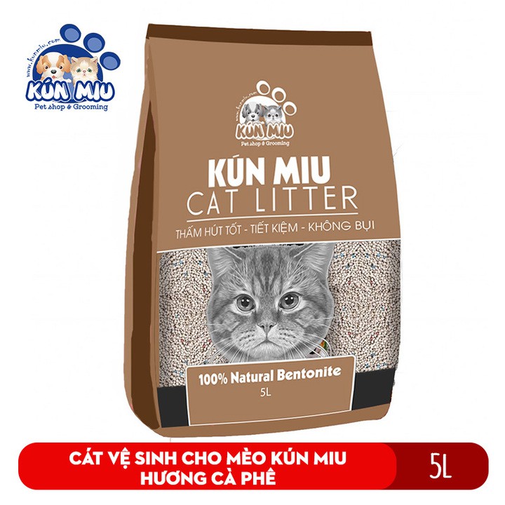 Cát vệ sinh cho mèo Kún Miu hương cà phê 5L (3.5kg)