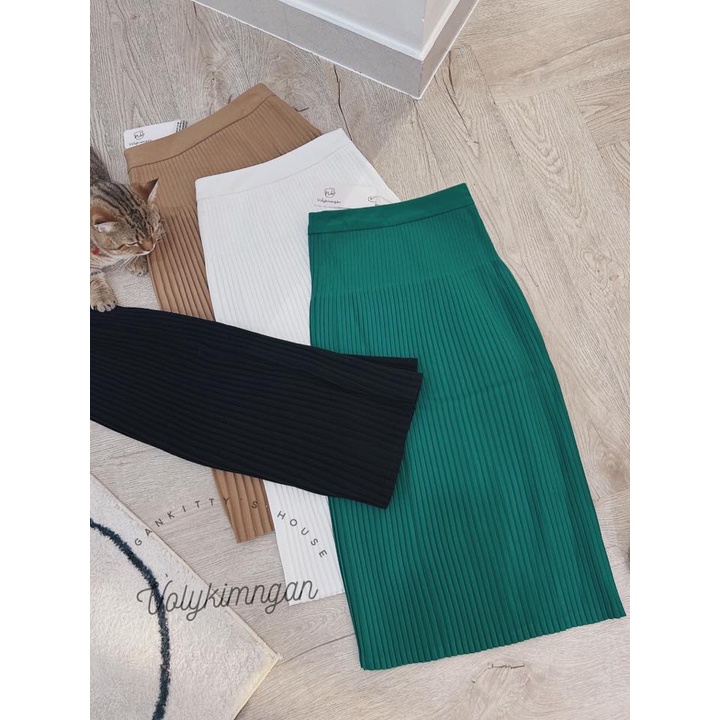 Chân váy dài xếp li