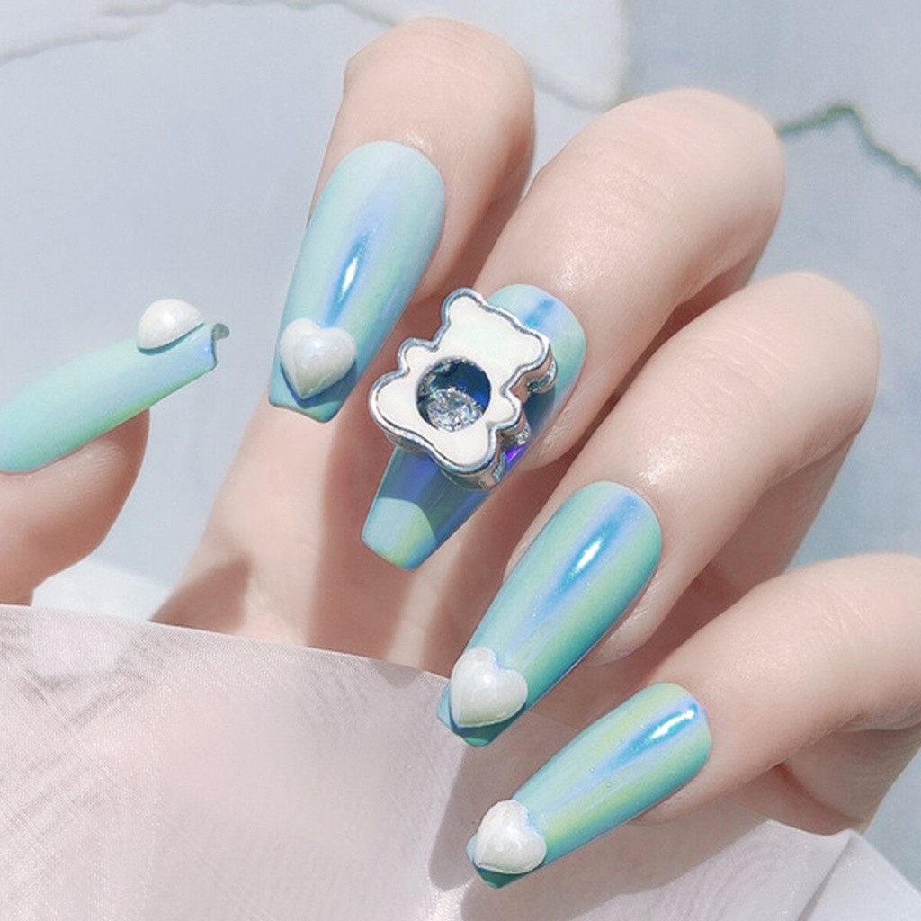 Set 50 Phụ Kiện Trang Trí Móng Tay Trái Tim Gốm Sứ 3D Dành Cho Nữ