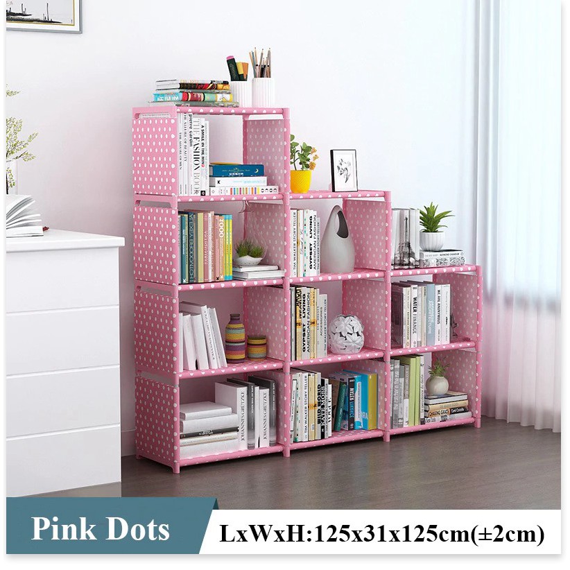 Kệ nhiều ngăn 𝑭𝑹𝑬𝑬𝑺𝑯𝑰𝑷 Kệ sách 3 buồng 9 ô bằng vải khung thép dễ lắp ghép và tháo rời 9619