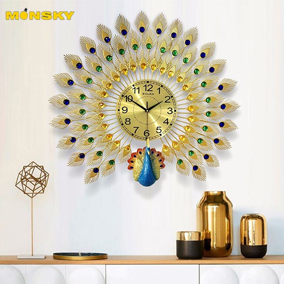 Đồng hồ treo tường MONSKY GCLOCK loại 70x75(cm) cao cấp làm từ kim loại sơn tĩnh điện chạy máy kim trôi chuẩn (1936-D16)