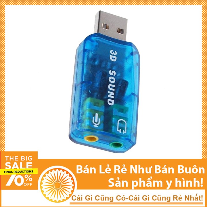 USB Âm Thanh 5.1 Chuyển Đổi Từ Cổng USB Ra Loa và Tai Nghe (Xanh)