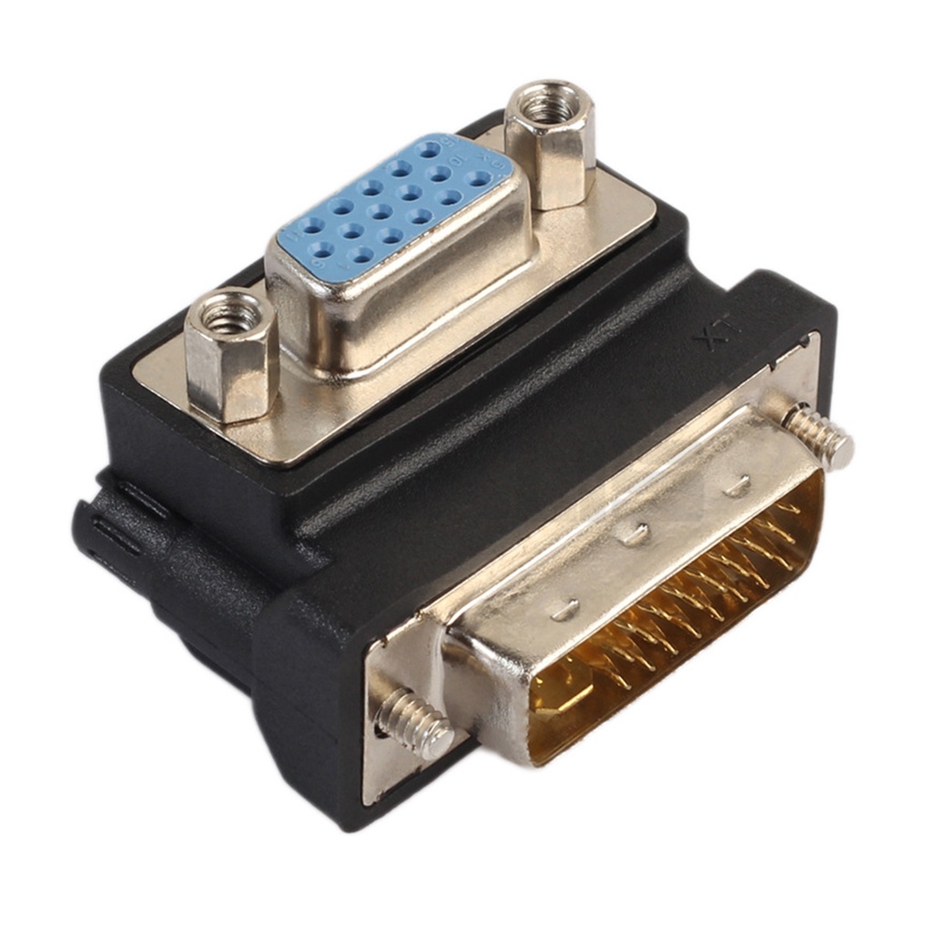 Đầu chuyển đổi DVI-I 24+5 sang VGA 15 Pin HDMI góc phải 90 độ chuyên dụng cho laptop TV