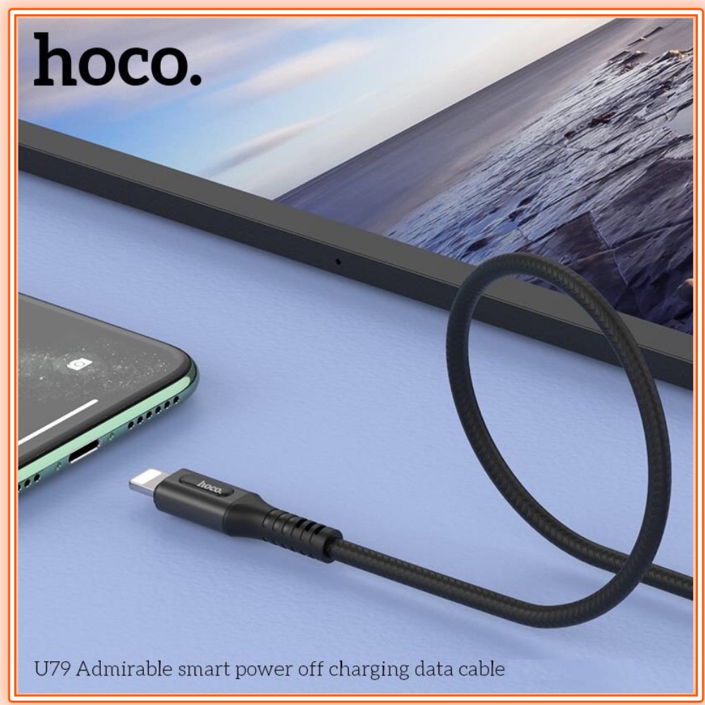 Dây Sạc Tự Ngắt Hoco U79 Chính Hãng, Sạc Nhanh Dòng 2.4A Dây Dù Chống Đứt, Có Đèn Led Dài 1M2 - Bảo Hành 12 Tháng