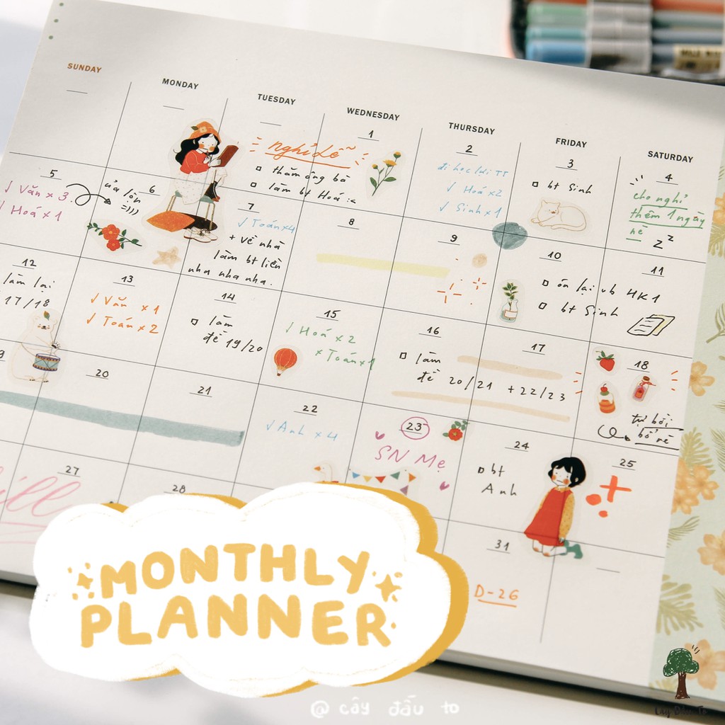 Set 48 Giấy Lập Kế Hoạch Tháng Monthly Plan Để Bàn