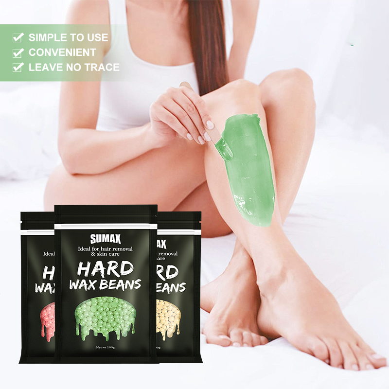 Set 100g hạt sáp tẩy lông và miếng dán hỗ trợ tẩy lông SUMAX