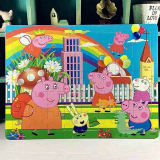 Tranh ghép gỗ 60 miếng hình heo peppa