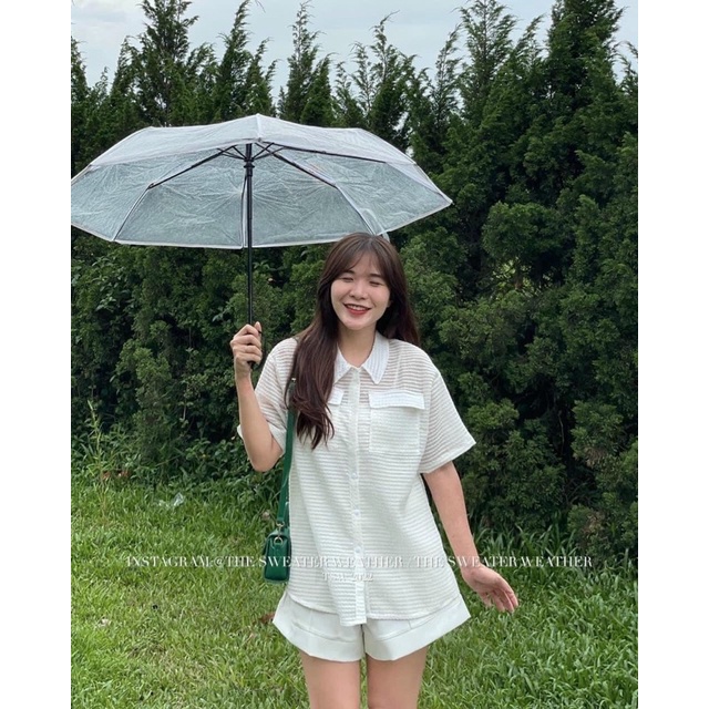 [Ảnh thật/video] Áo sơmi xốp 2 túi ngực kẻ chìm trendy/ sơ mi cộc tay