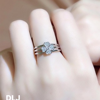 Set nhẫn bạc cỏ 4 lá may mắn
