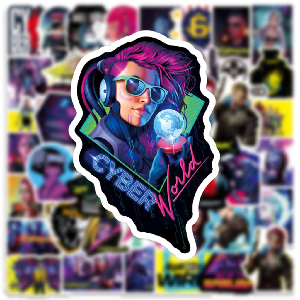 Miếng Dán Graffiti Cyberpunk Kích Thước 50pas / 25pas 2077 Cho Xe Ô Tô