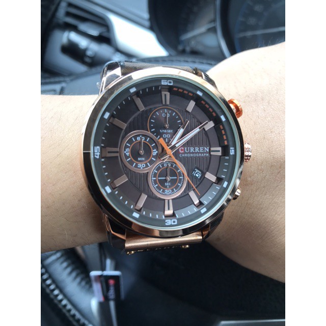 Ảnh thật_Đồng hồ nam dây da cao cấp Curren full 6kim -Gozid.watches