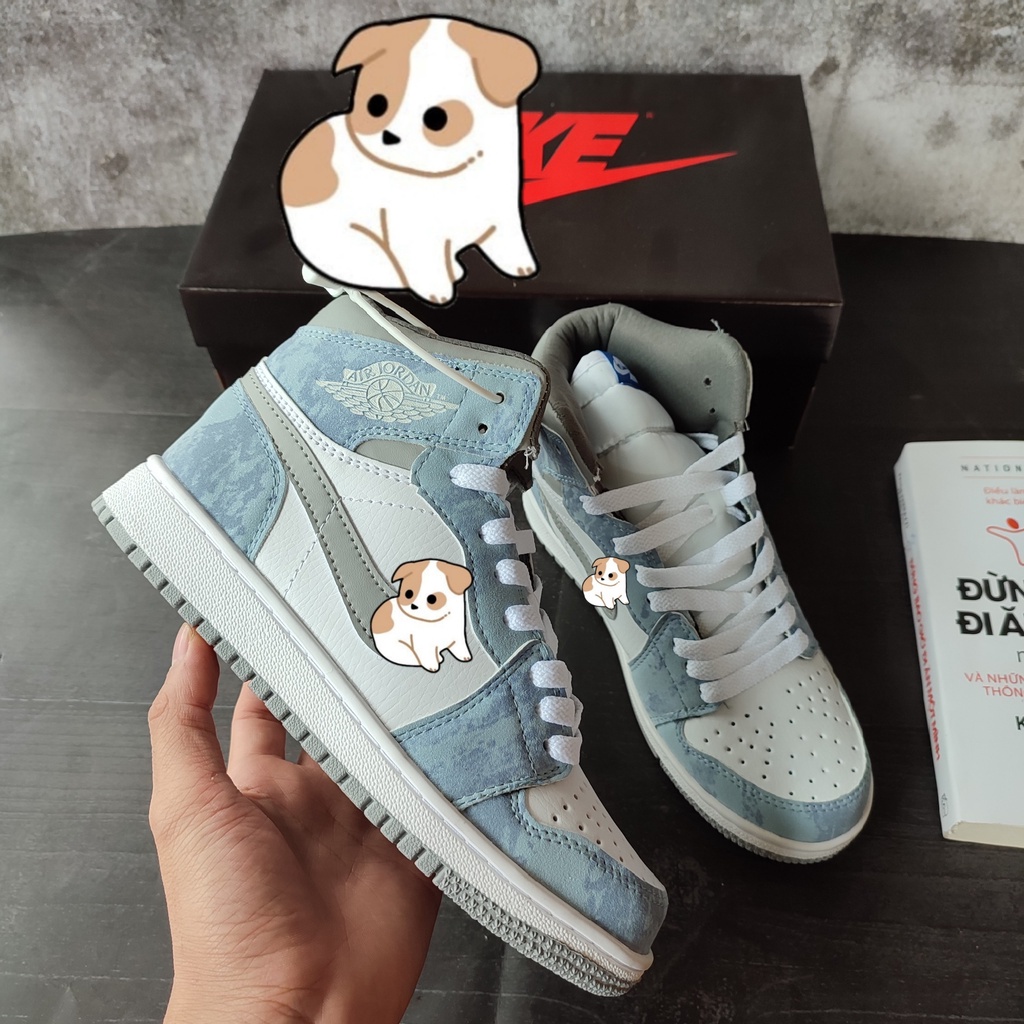 Giày jd1 cao cổ hyper royal , giày jd1 xanh nỉ nam nữ cao cấp năm 2021 TH