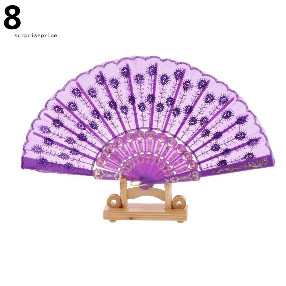 Quạt cầm tay đính kim sa có thể gấp gọn