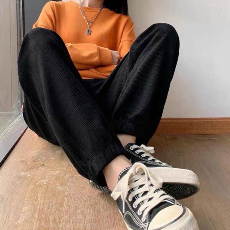 Quần ống rộng chất tổ ong, Quần jogger thể thao unisex dày dặn phong cách Ulzzang