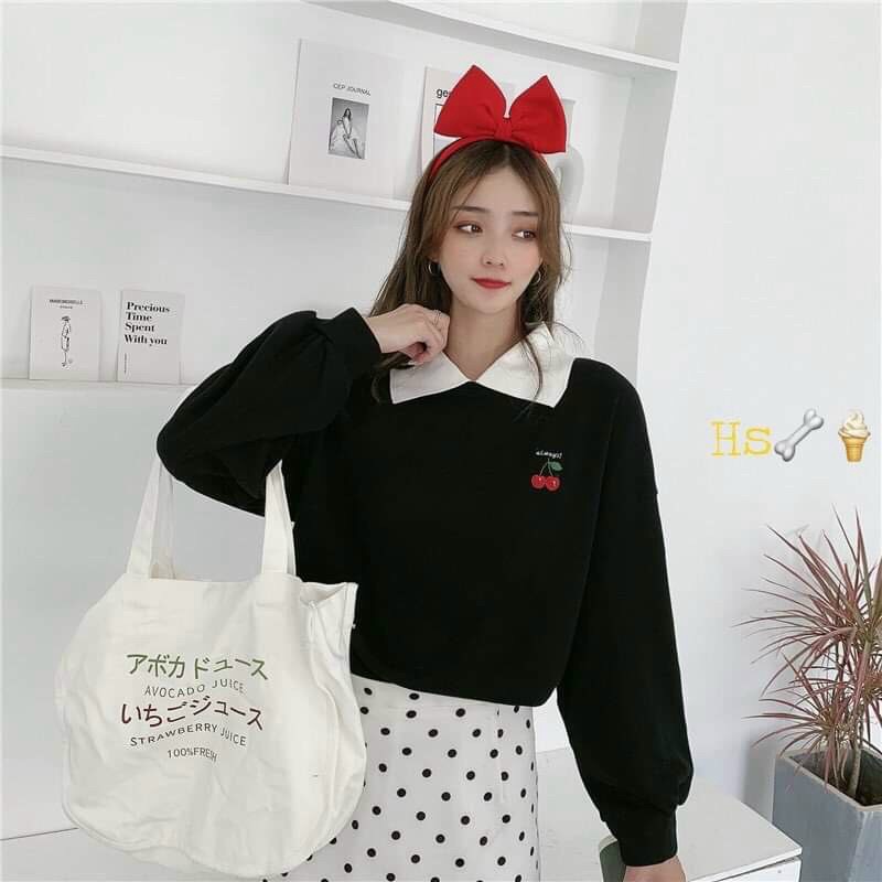 Áo Hoodie Nữ phong cách thu đông cá tính chất nỉ trần bông hình quả cổ lọ mặc đi học siêu xinh siêu cute TP [NewUnisex]