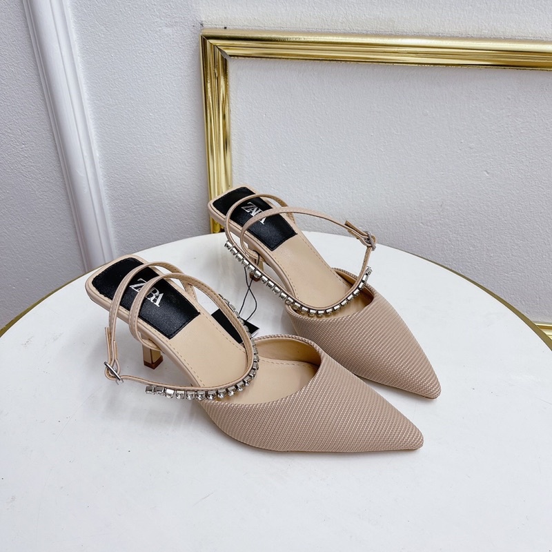 Sandal bít mũi zara quai đá 7p fullbox