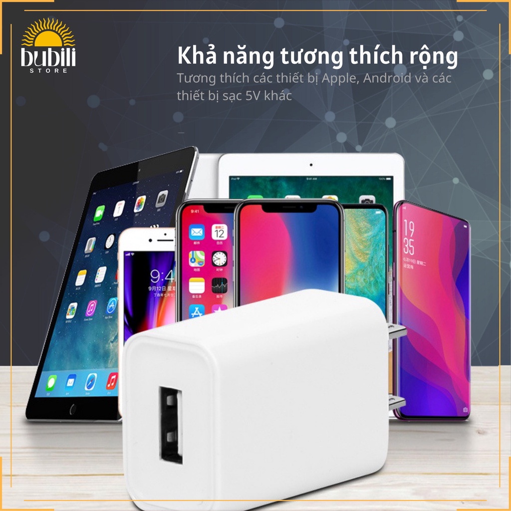 Củ sạc USB 5W 5V-1A sạc nhanh cho điện thoại đèn học