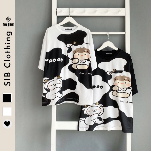 Áo thun nữ form rộng SIB Clothing áo phông unisex oversize in hình bò sữa SIB004