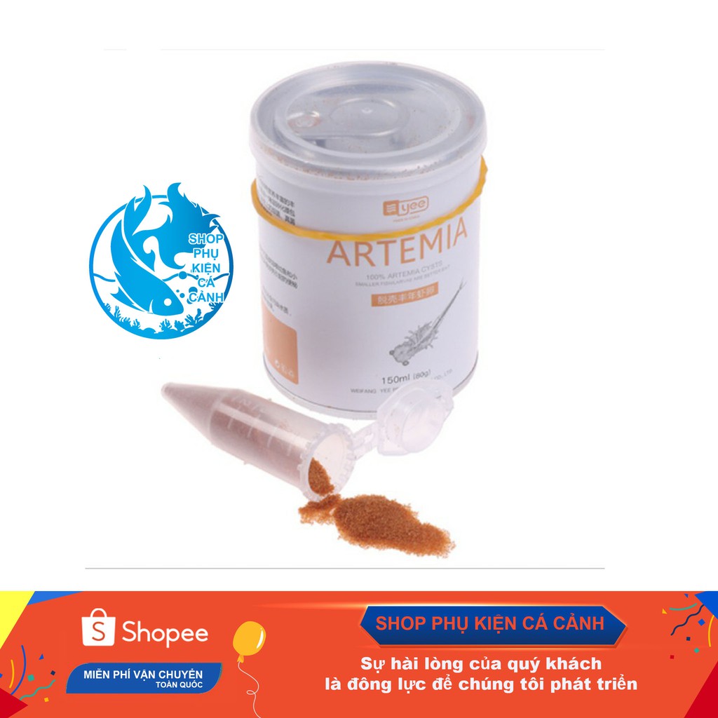 [Mã 1510FMCGSALE giảm 8% đơn 500K] Artemia tách vỏ sấy khô lon 150ml (80g) ( tặng kèm ống artrmia nhỏ giọt)