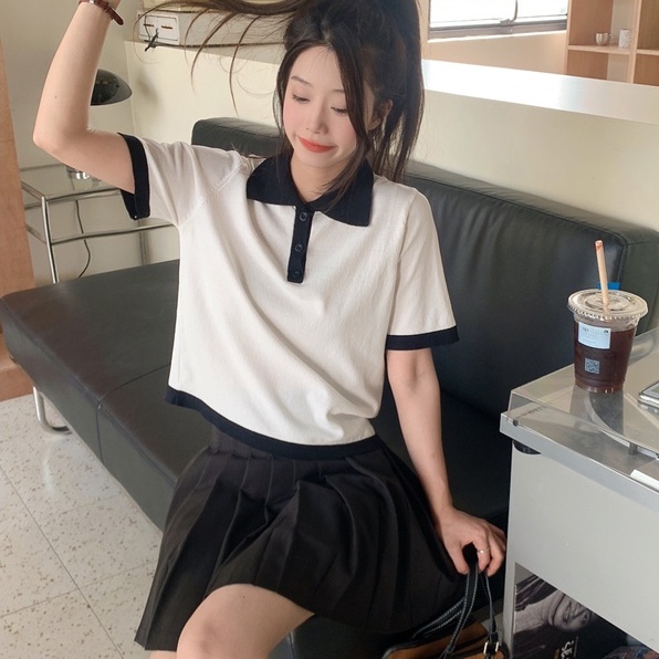 Áo Thun POLO Dệt Kim Tay Ngắn Thiết Kế Trẻ Trung Cá Tính