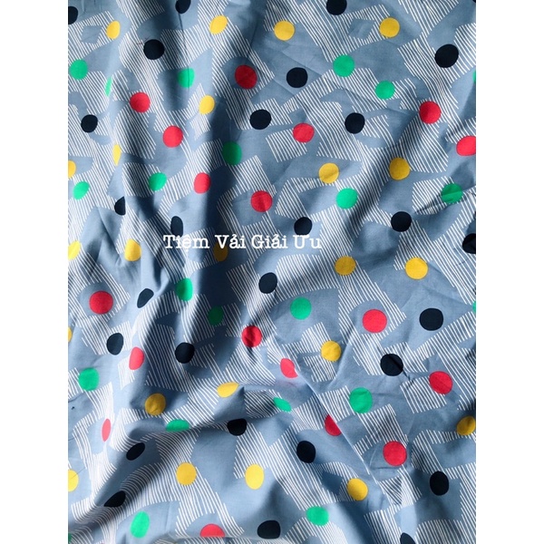 Vải thô cotton xanh kẻ bi màu - Khổ 1,5m
