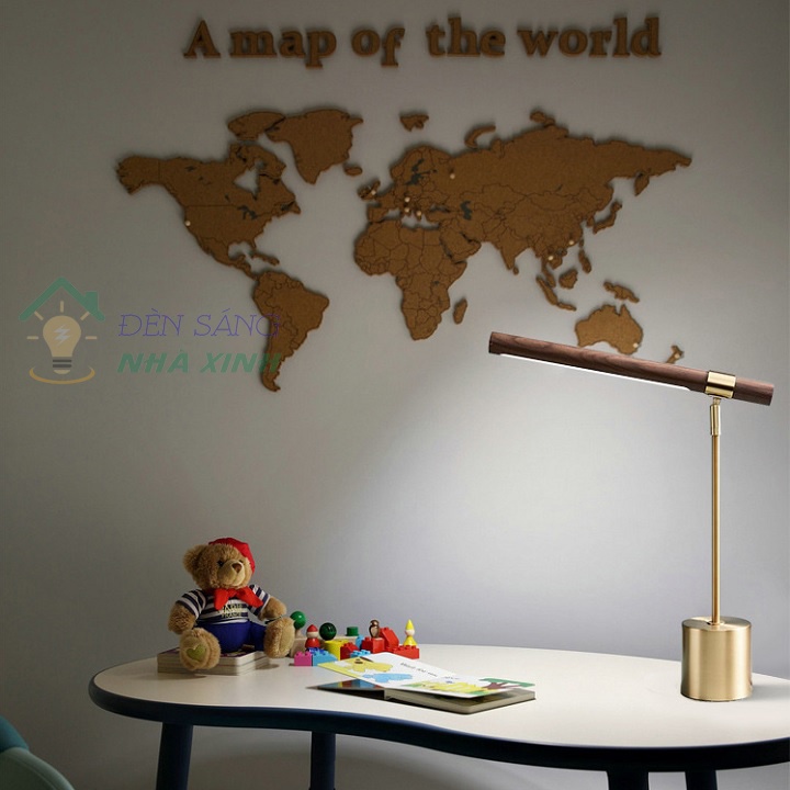 Đèn ngủ để bàn B128 vân gỗ, thiết kế phong cách Bắc Âu, trang trí phòng học, phòng khách, phòng ngủ, bàn làm việc