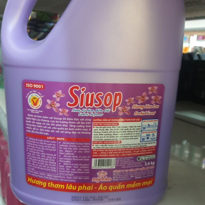 Nước xả vải Siusop 3x đậm đặc hương hoa lan can 3.6 lít