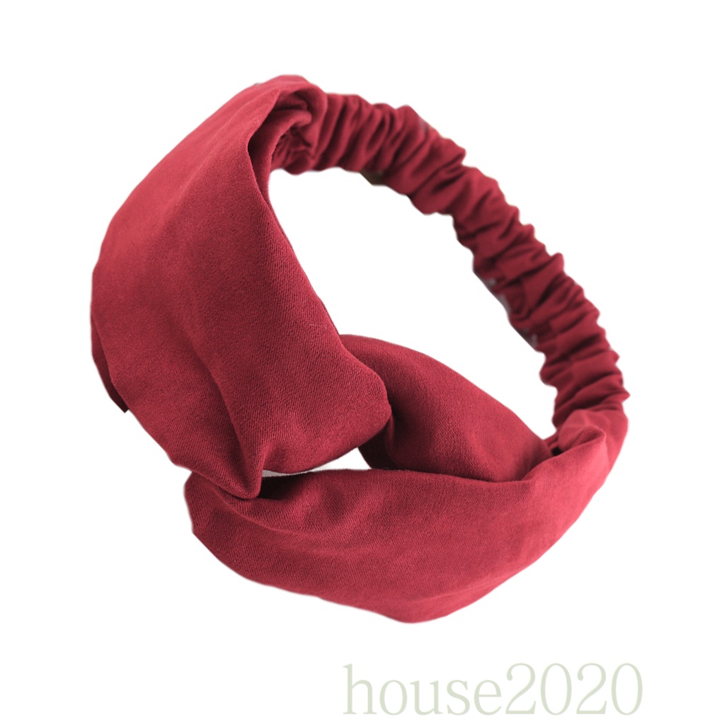 Băng đô vải da lộn co giãn thắt nút màu trơn thời trang 2020 dành cho nữ