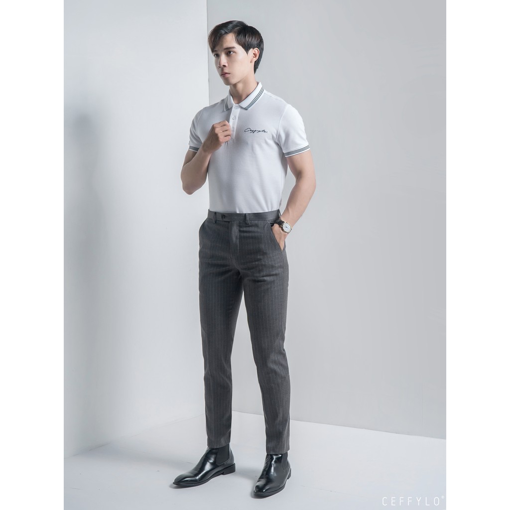 [Mã BMBAU50 giảm 7% tối đa 50K đơn 99K] Áo Polo Ngực Thêu Chữ Trắng vải Cotton mềm mịn CEFFYLO