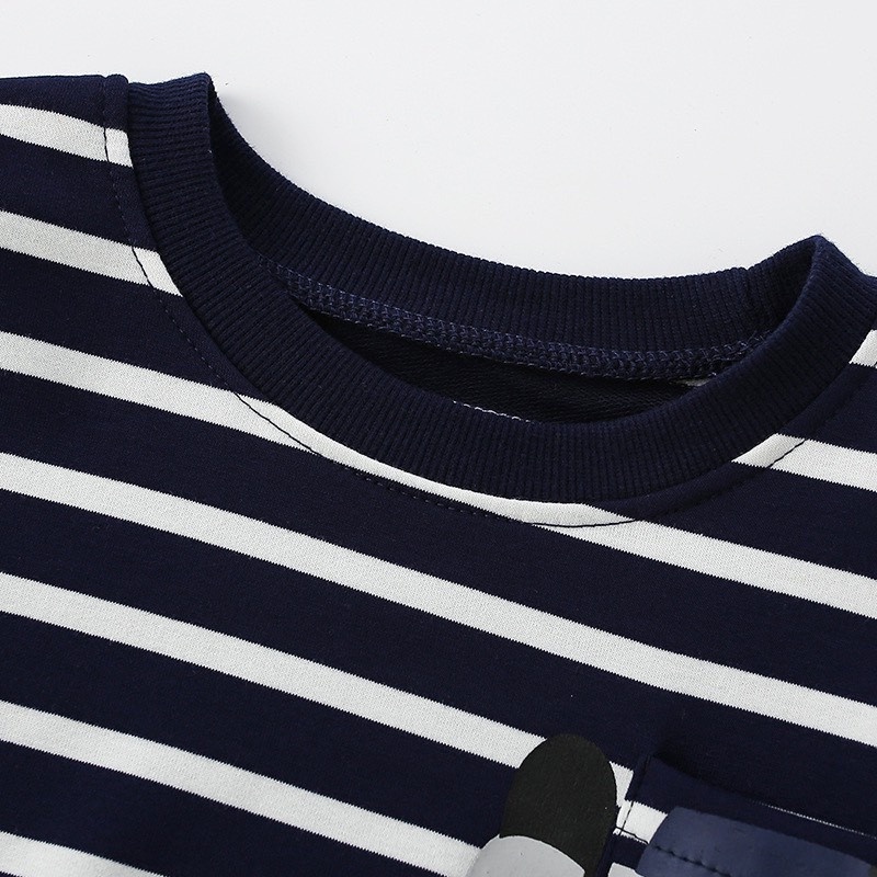 Áo nỉ da cá Malwee kẻ xanh túi voi MW7692 cho bé trai 2-8 tuổi - Little Maven Official Store