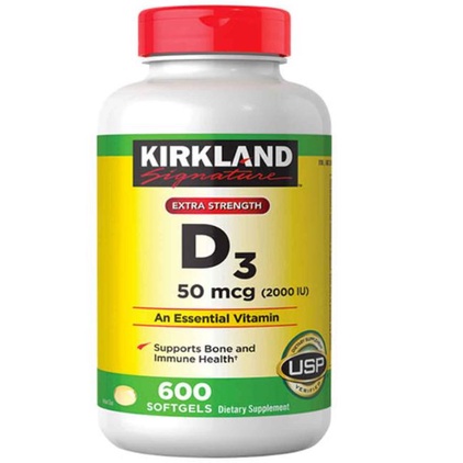 Viên uống Vitamin D3 hàm lượng 2000IU hộp 600 viên KIRKLAND SIGNATURE chính hãng