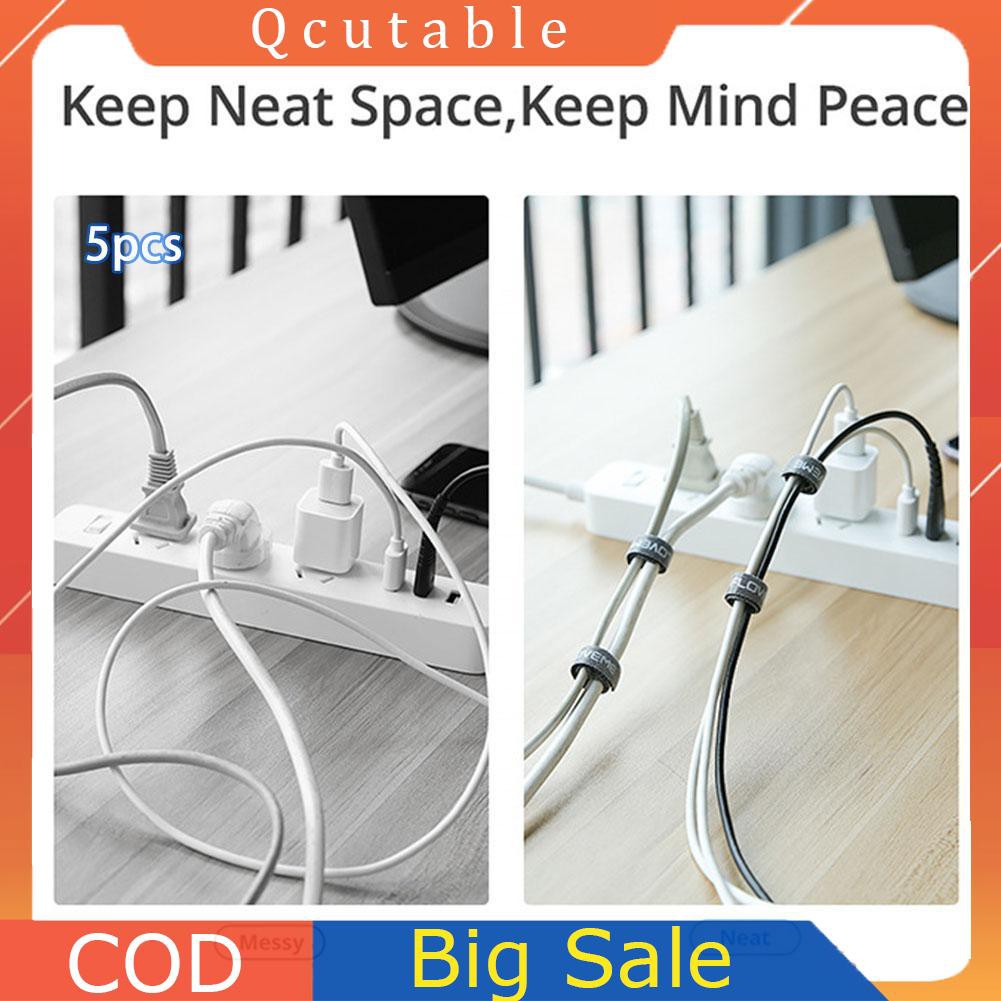 Set 5 Dây Quấn Dây Cáp 14cm Và 6 Miếng Dán Tiện Lợi
