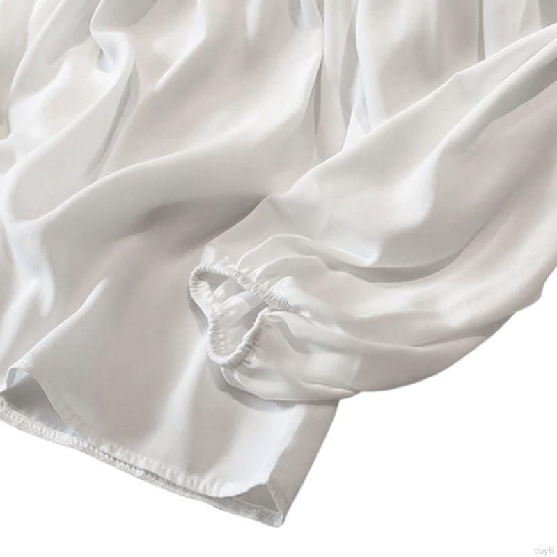 Áo voan tay phồng phối ren xinh xắn cho nữ