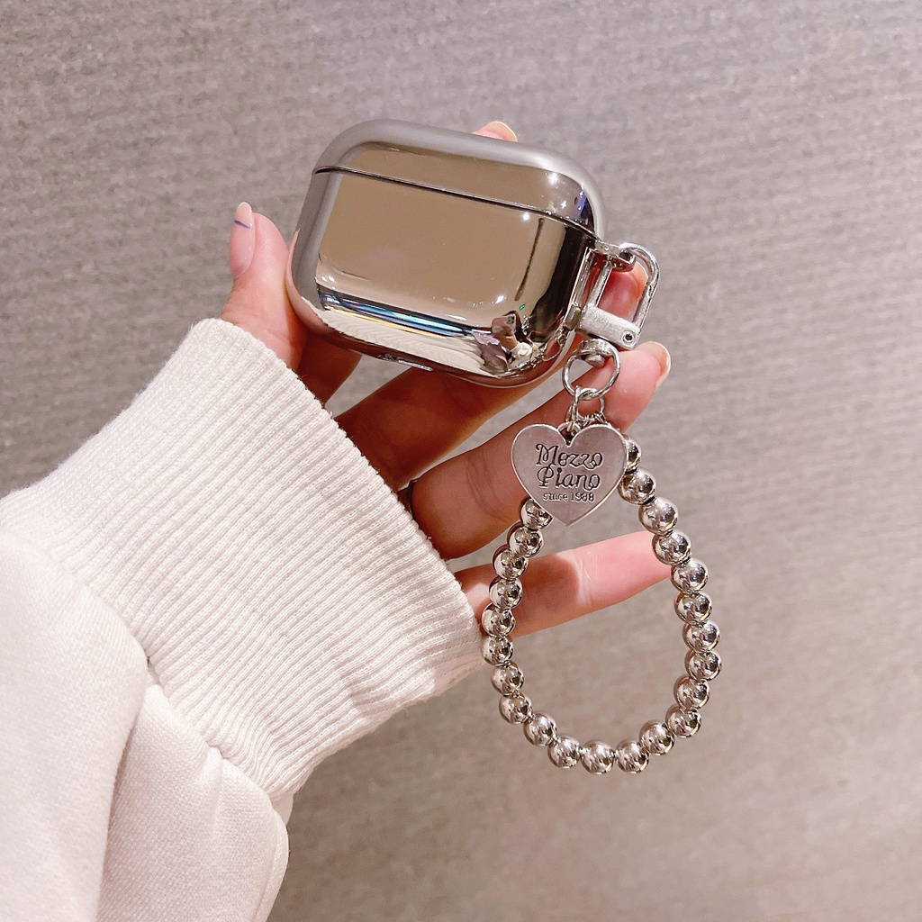 Vỏ Bảo Vệ Hộp Sạc Tai Nghe AirPods 1 2 pro 3 2021 gen3 Bằng PC Cứng Chống Rơi Mạ Điện Màu Bạc Đơn Giản