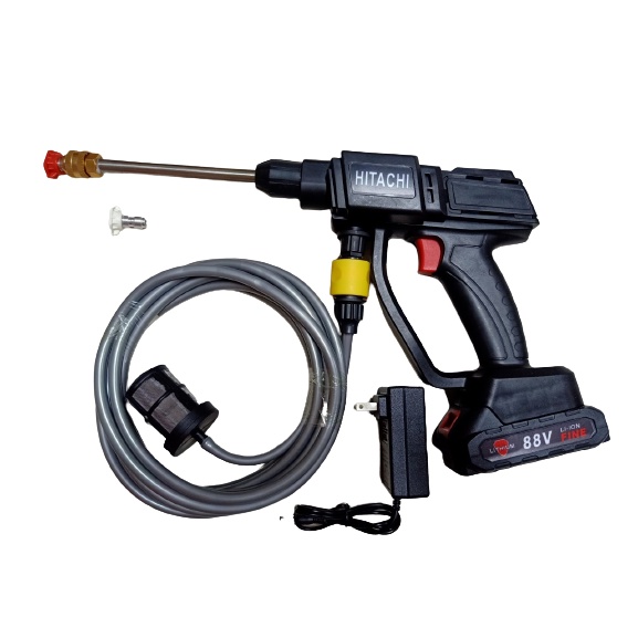 (HCM) Máy Rửa Xe Cao Áp HI-TA-CHI 88V Dùng Pin Tiện Lợi Đầy Đủ Phụ Kiện Tặng Vali Nhựa Đựng Máy