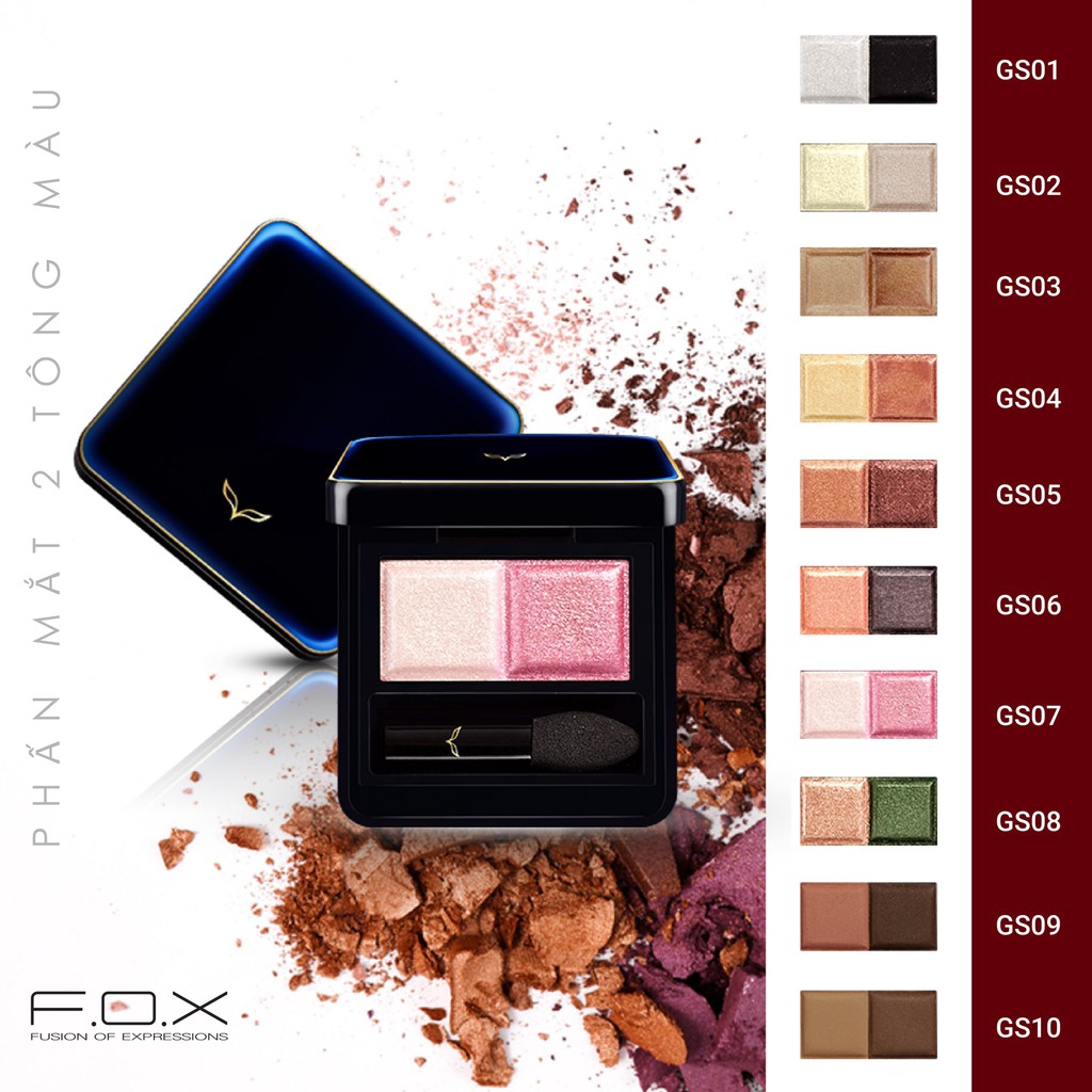 Phấn Mắt F.O.X Eyeshadow 2 Màu 3.2g - 02 White & Umber