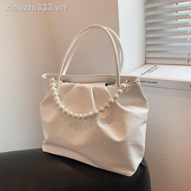 ví nũ bóp đầm nữ ví bóp dự tiệc ví cầm tay nữ mini cute ví cầm tay nữ cute ví đựng tiền nữ ví bóp dài Túi xách hình đám mây xếp ly phối chuỗi xích xỏ hạt ngọc trai nhân tạo nhỏ phong cách Pháp xinh đẹp dễ phối trang phục
