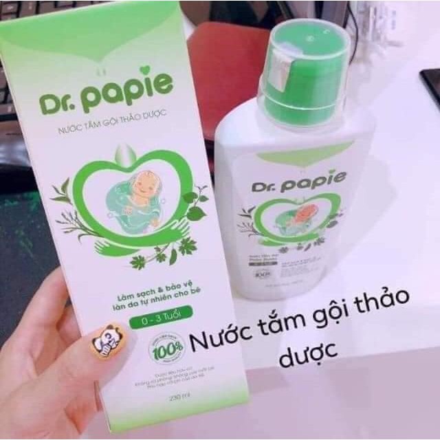 [CAM KẾT CHÍNH HÃNG]Sữa Tắm Gội Thảo Dược- Nước Tắm Thảo Dược  Dr.Papie Dung Tích 230ml An Toàn Cho Bé Sơ Sinh