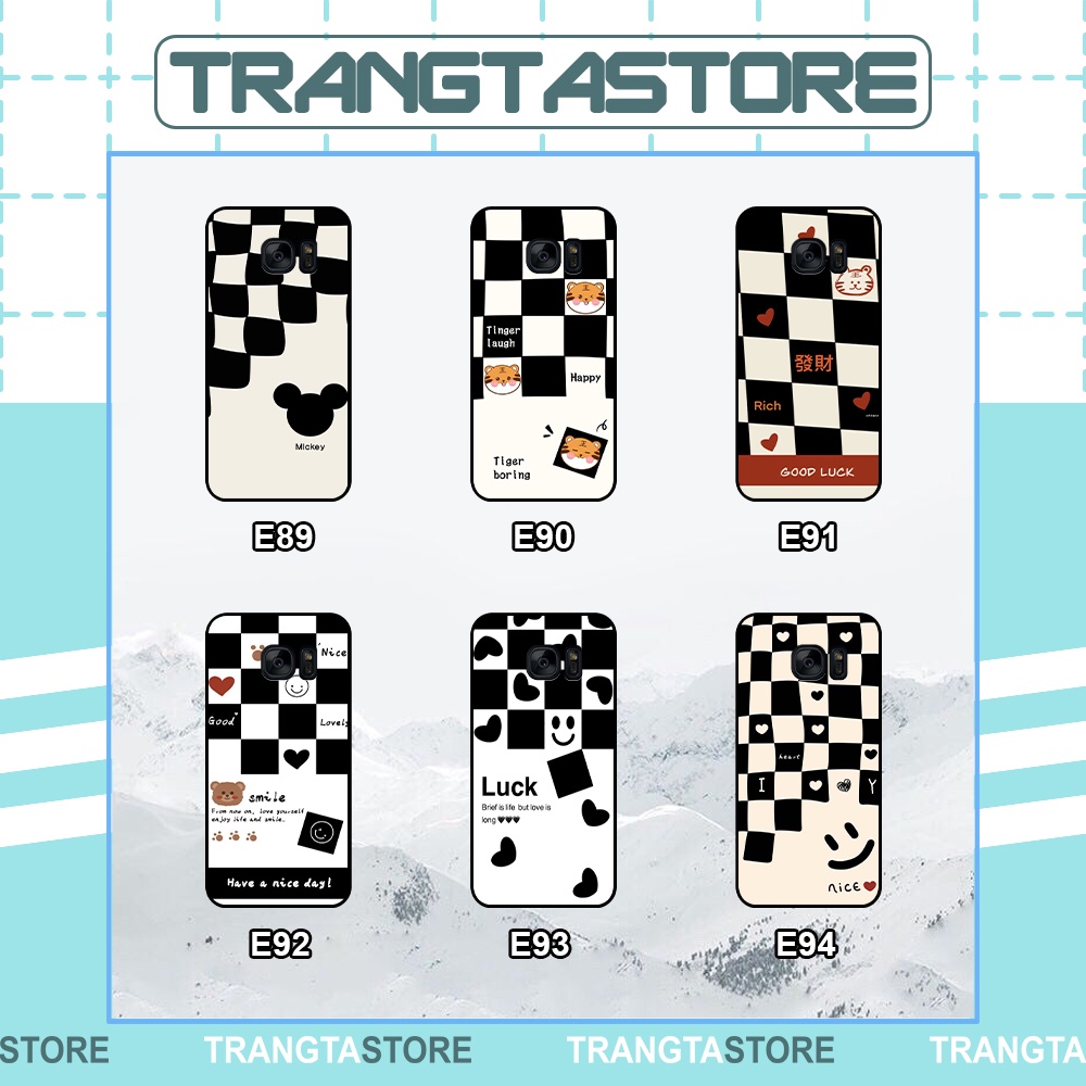 Ốp lưng Samsung S6 / S6 Edge / S7 / S7 Edge / Note 5 / Note FE  in hình sọc caro, họa tiết đen trắng dễ thương