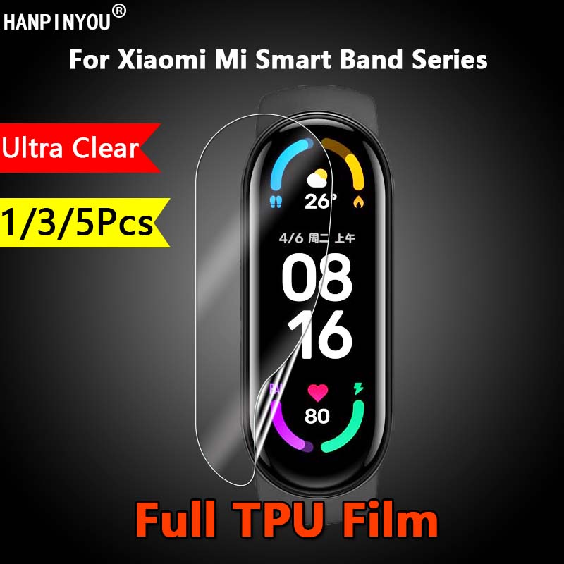 Set 1 / 3 / 5 Miếng Dán Bảo Vệ Màn Hình Đồng Hồ Thông Minh Xiaomi Mi Smart Band 6 5 4 4c Nfc Redmi Smart Band Kính