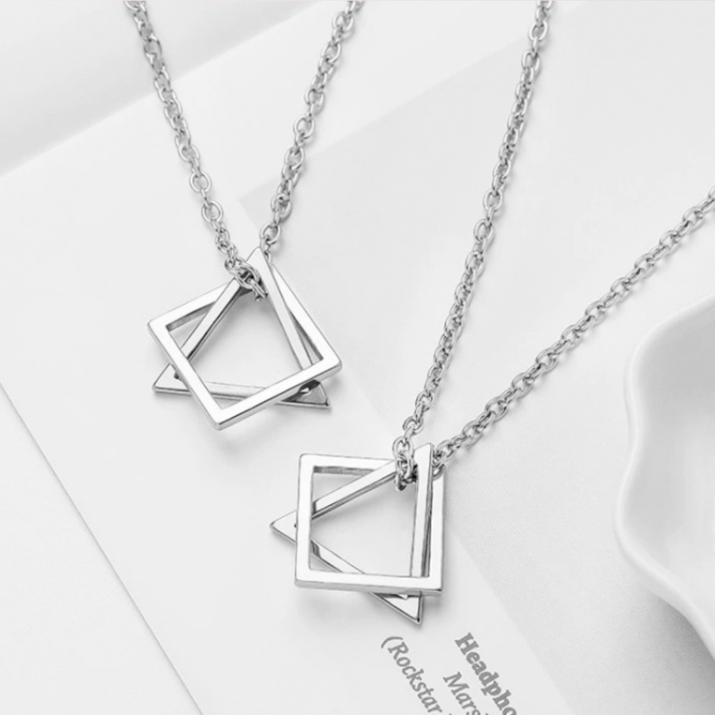 Dây chuyền nam nữ mặt hình tam giác, thép tintan siêu bền không gỉ