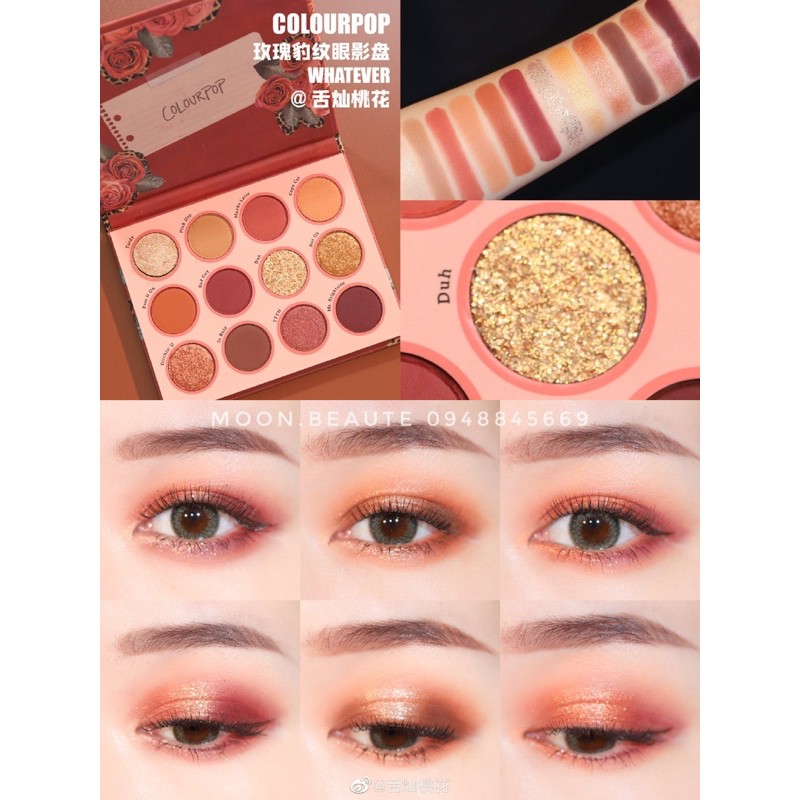 Bảng mắt Whatever Colourpop 12 ô tông cam đỏ siêu xinh