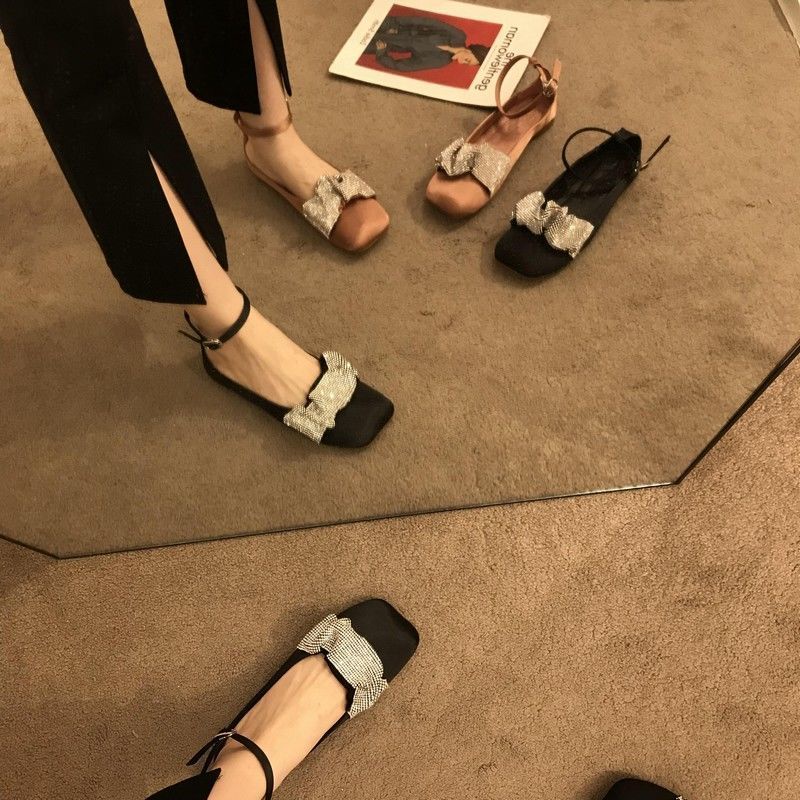 Oeteo Giày Búp Bê Đế Thấp Đính Đá Thời Trang Dành Cho Nữ